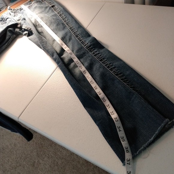 Calvin Klein Jeans Womens 6 Lean Bootcut Denim Flap Pockets Distressed Raw Hem - Picture 14 of 14